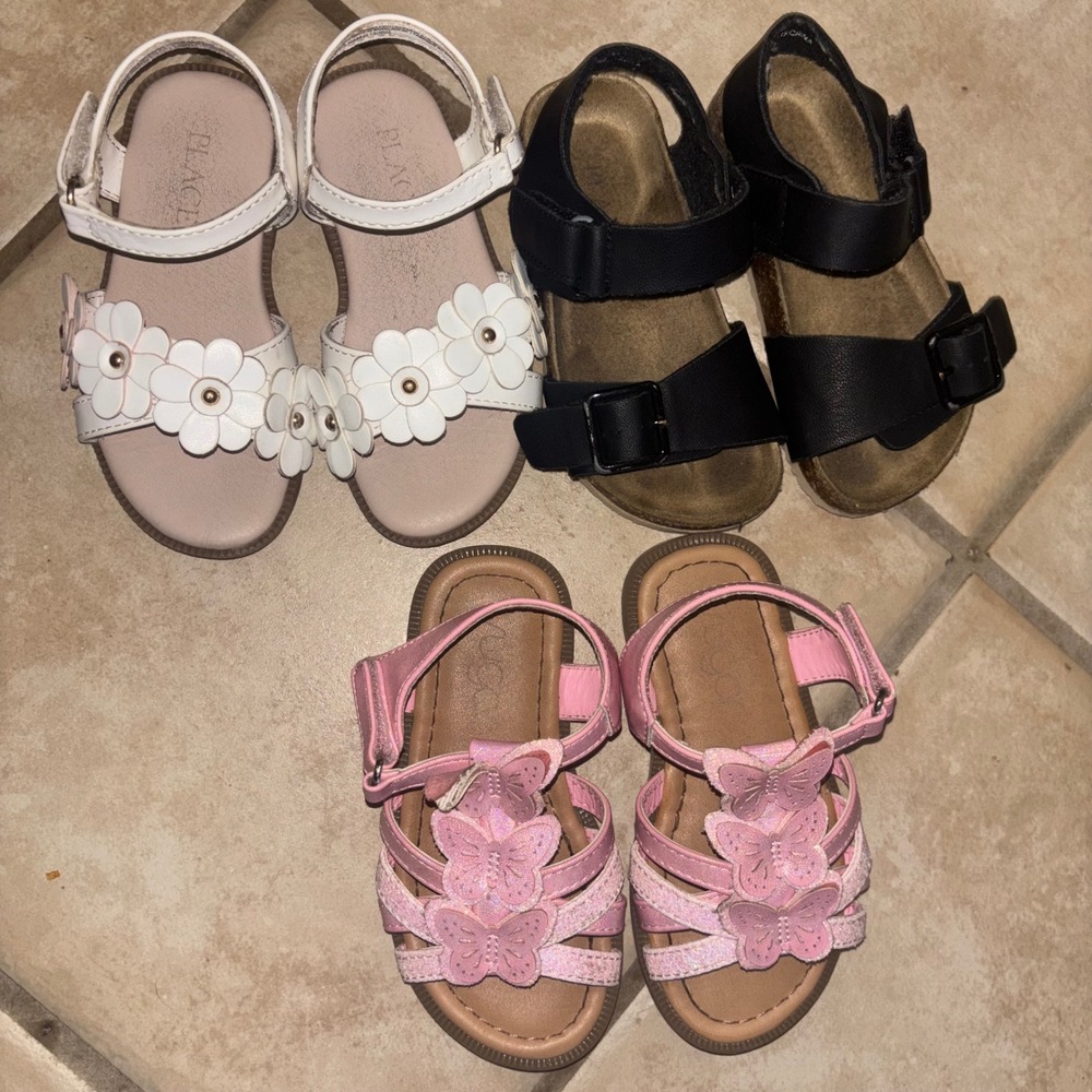 Toddler Girls Sandal Bundle Size 7 The Childrens Place Sugar Flowers Butterfly